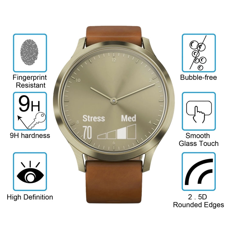 Tempered glass screen protector for smartwatch, 9H hardness, bubble-free, rounded edges