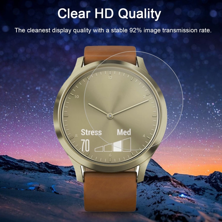 Clear HD tempered glass screen protector film for smartwatch display, 2.5D rounded edges