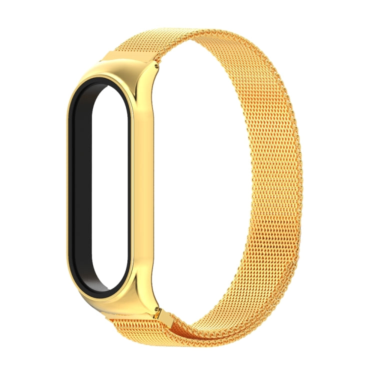 Gold metal magnetic mesh watch band with secure clasp for wearable
