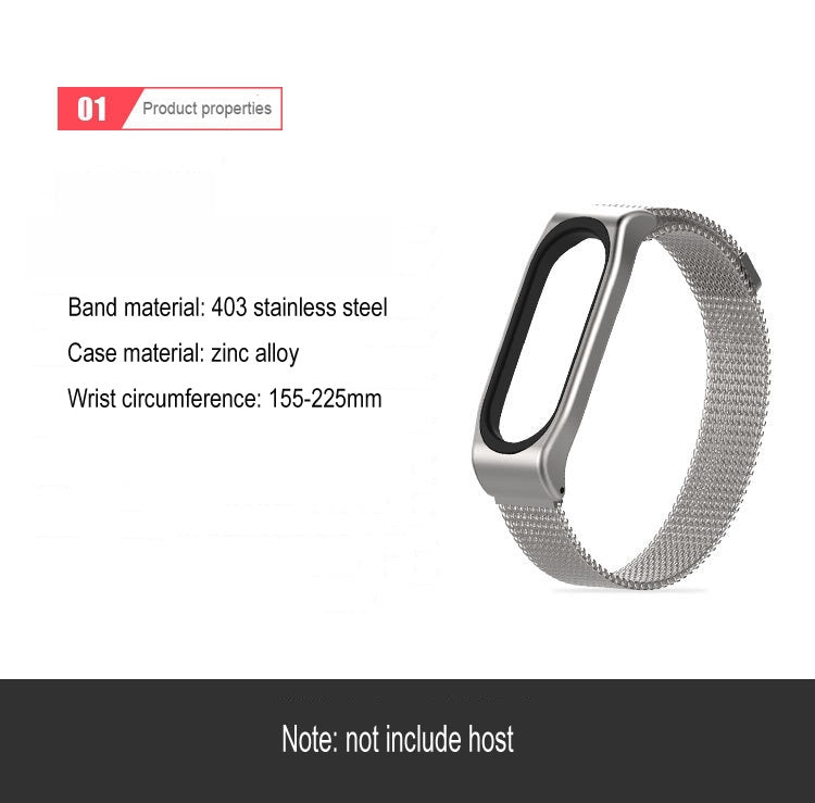 Silver metal magnetic mesh watch band, stainless steel strap mesh