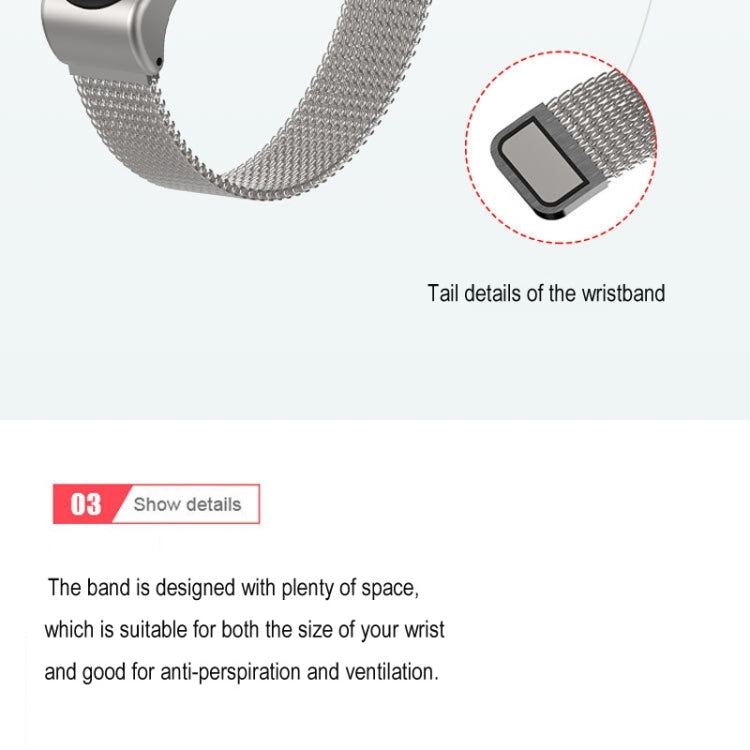 Silver metal mesh wristband with adjustable tail detail