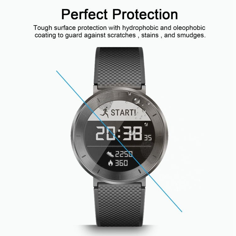Clear hydrophobic tempered glass screen protector film for smartwatch display