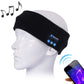 Black knitted Bluetooth sport headband with built-in control panel and mic