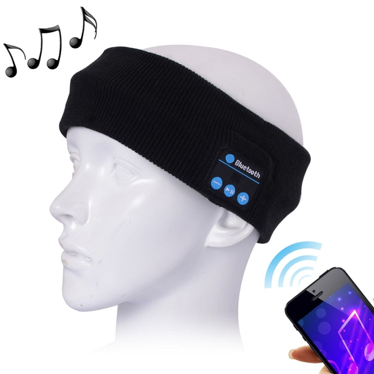 Black knitted Bluetooth sport headband with built-in control panel and mic