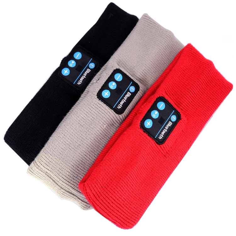 Bluetooth headbands set: black, grey, and red knitted with control panels