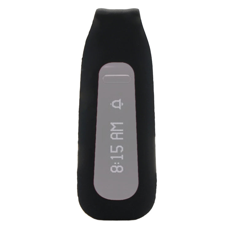 Black silicone smart watch clip case with display window and top opening
