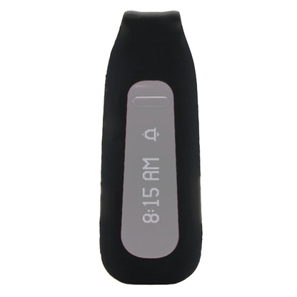 Black silicone smart watch clip case with display window and top opening