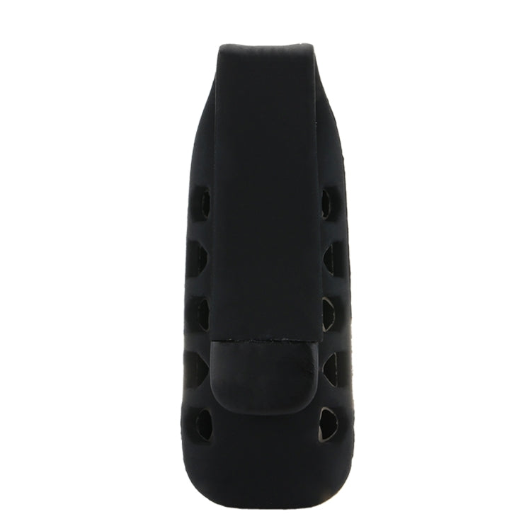 Black silicone clip case with side cutouts and strap clasp