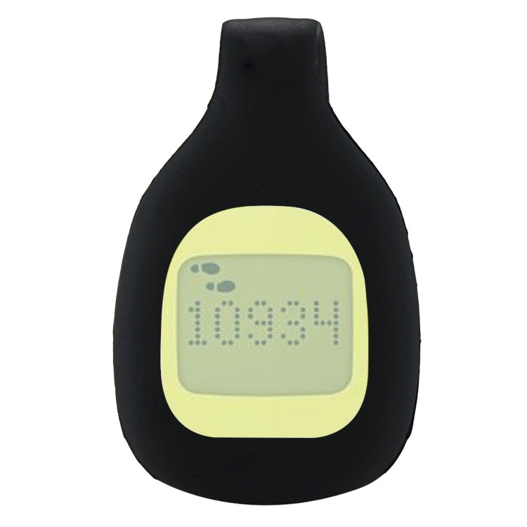 Black silicone clip-style watch case with light screen window and yellow edge border