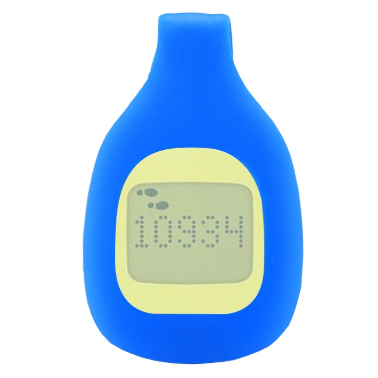 Blue silicone smart watch clip case for Fitbit Zip, front with screen window