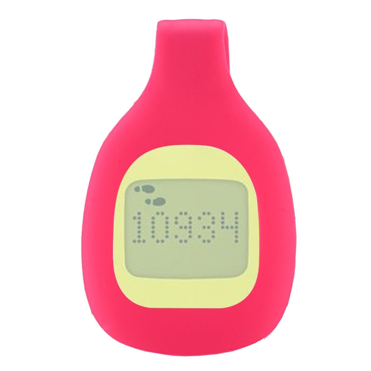 Pink silicone clip case for Fitbit Zip with display window on front