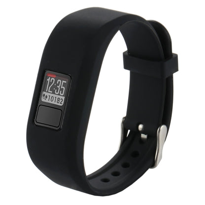 Black silicone smartwatch band with digital screen and adjustable clasp
