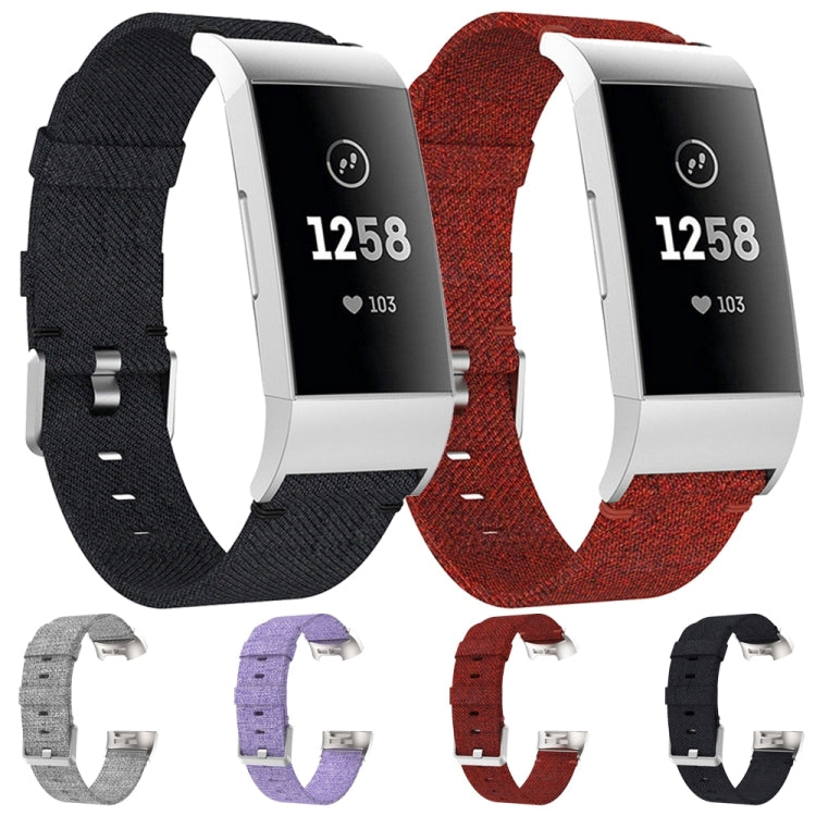 Woven nylon watch band set: black, grey, light purple, and dark red with clasps