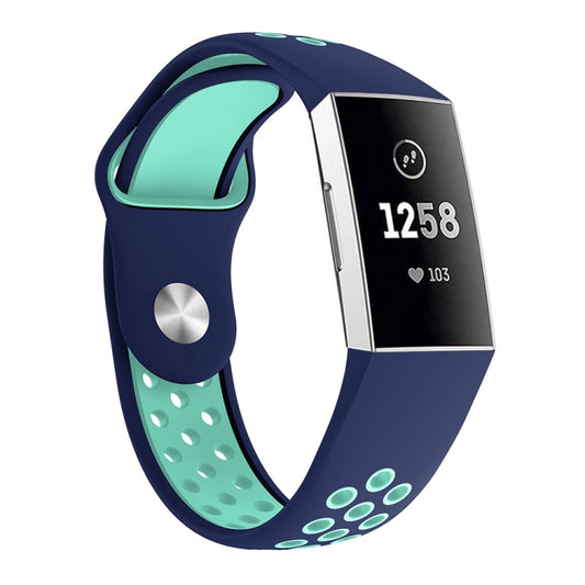 Two-color Round Hole Silicone Watch Band for Fitbit Charge 3, Watch Band Size:145-210mm