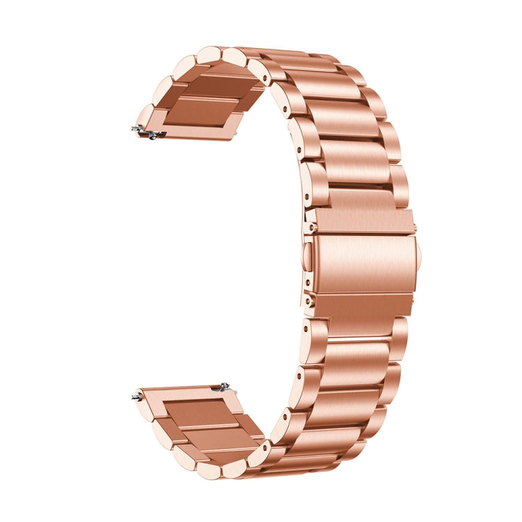 Rose gold 20mm stainless steel 3-bead slingshot buckle watch band, open bracelet