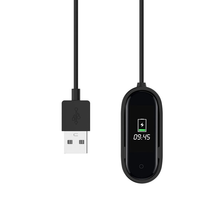 USB-A to magnetic charging dock cable, black, USB plug and dock shown