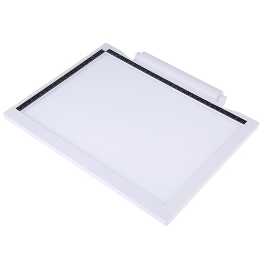 A4 LED light pad with translucent panel and top LED bar, angled view