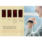 Brochure page showing a temperature monitoring bracelet with red temperature digits