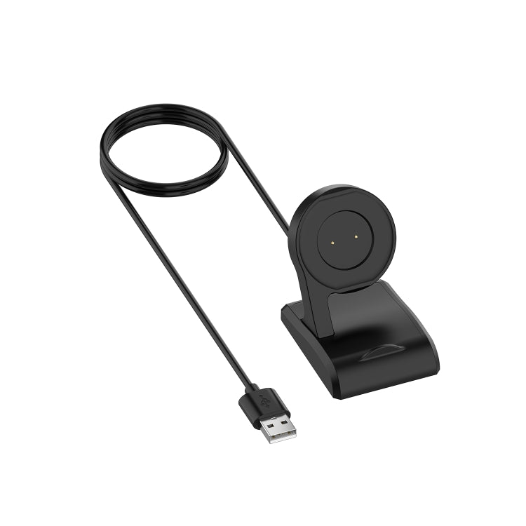 Black vertical smart watch charging cradle with USB cable, portable seat charger