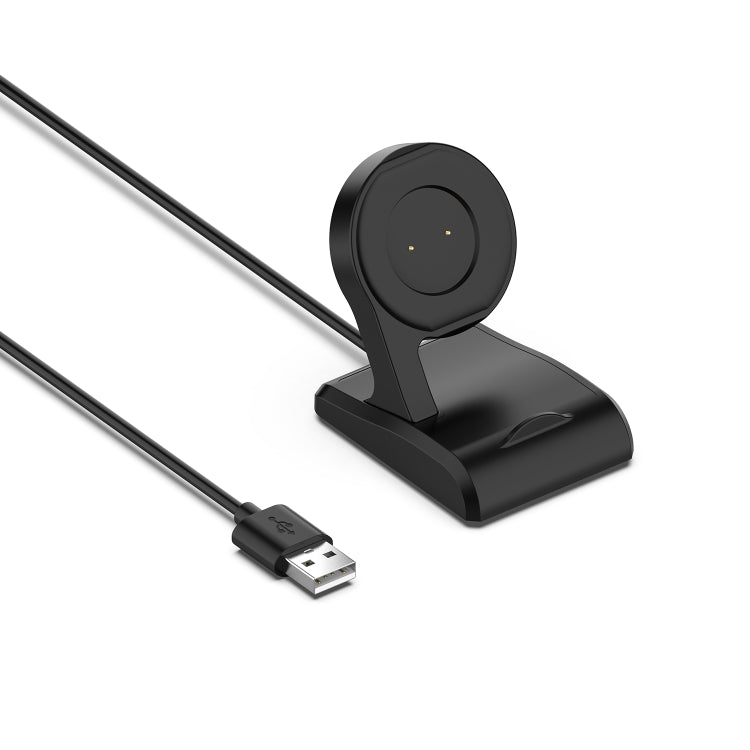 Black vertical smart watch charging cradle dock with USB plug and cable