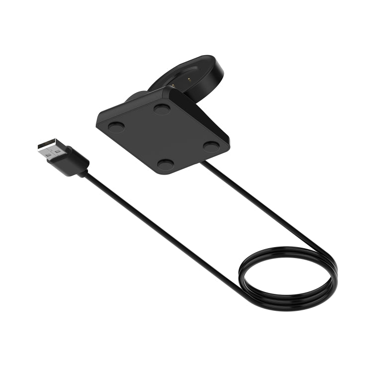 Black charging cradle base with screw holes and USB plug on cable