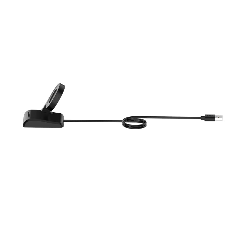 Black vertical watch charger stand with USB cable, compact low-profile dock