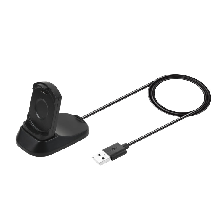 Black vertical magnetic smartwatch charging dock with USB cable and USB-A connector