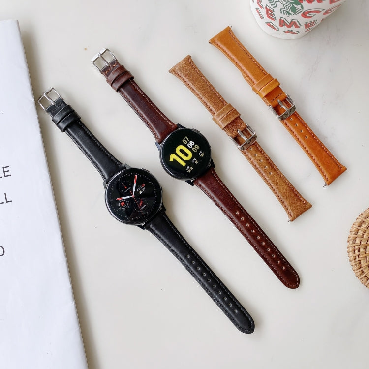 Set of 20mm double-sided leather watch bands: black, dark brown, tan-orange colors