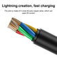 Charging cable wire cross-section with multicolored conductors inside a protective sheath