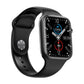 Black silicone smart watch with large screen and analog dial face