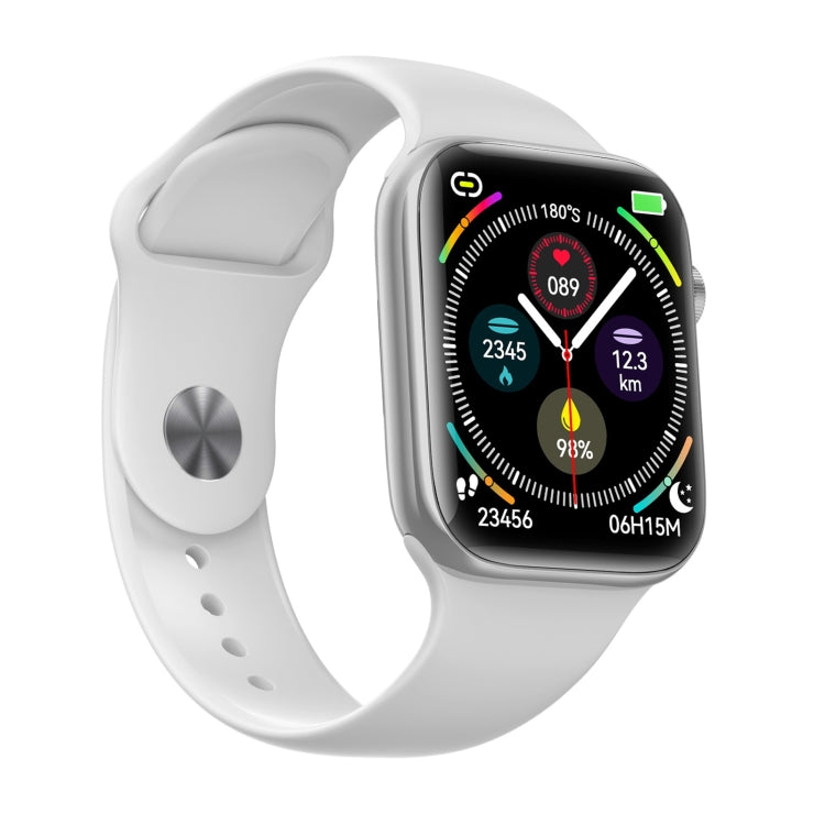 White silicone smart watch with large screen and compass-style gauge