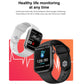 Pair of smartwatches showing heart rate, blood pressure, and blood oxygen readouts