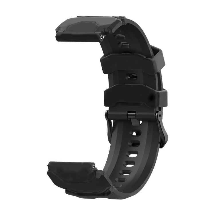 Camouflage silicone watch band on clasp, dark pattern with vented strap holes
