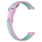 Dual-color silicone watch band, lavender with mint oval dot pattern and metal clasp ends