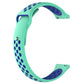 Dual-color silicone watch band, turquoise with dark blue oval dot pattern and metal clasp ends