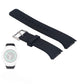 Black silicone watch band with metal buckle clasp and perforated holes
