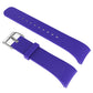 Purple leather watch band with metal buckle and perforated adjustment holes