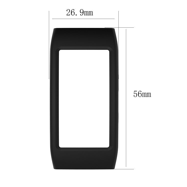 Black protective watch case with display cutout, with 26.9mm and 56mm size marks