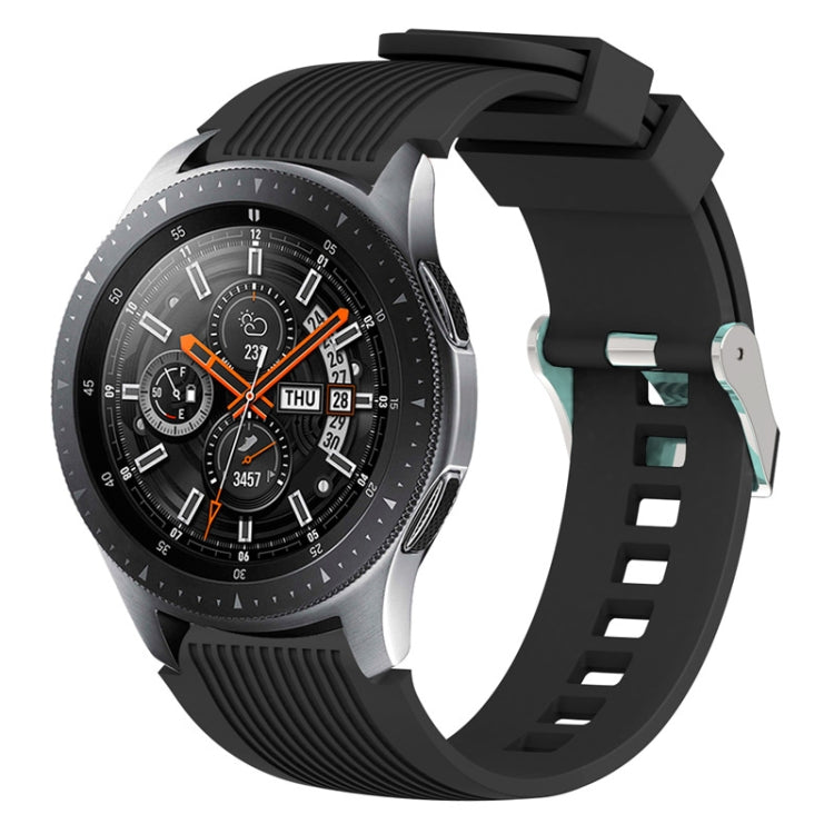 Black silicone watch band with vertical ridges and clasp for Galaxy Watch 46mm