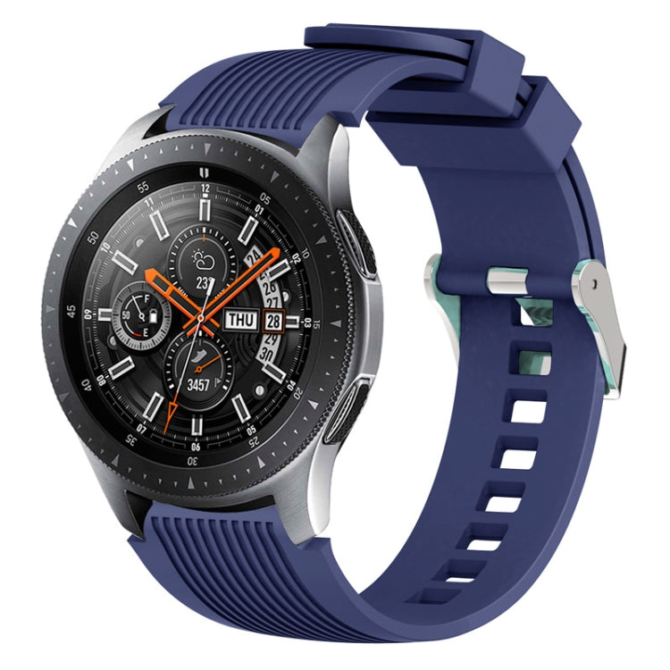 Vertical grain watch band with dark blue silicone strap for Galaxy Watch 46mm