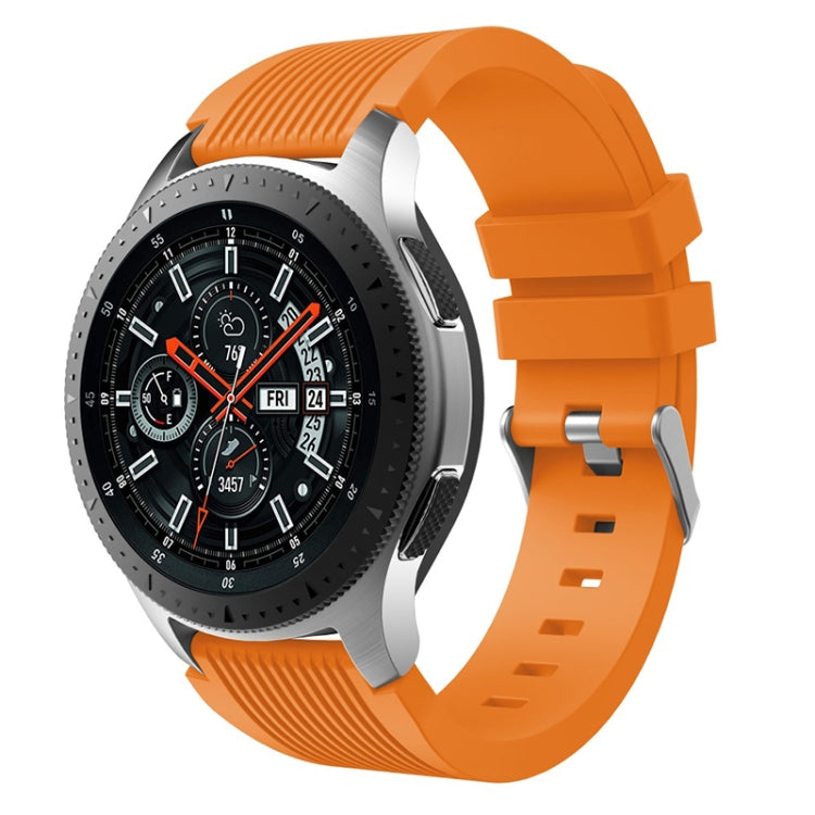 Orange silicone watch band with vertical ridges and clasp for Galaxy Watch 46mm