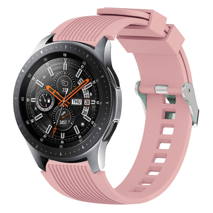 Pink silicone watch band with vertical ridges and clasp for Galaxy Watch 46mm