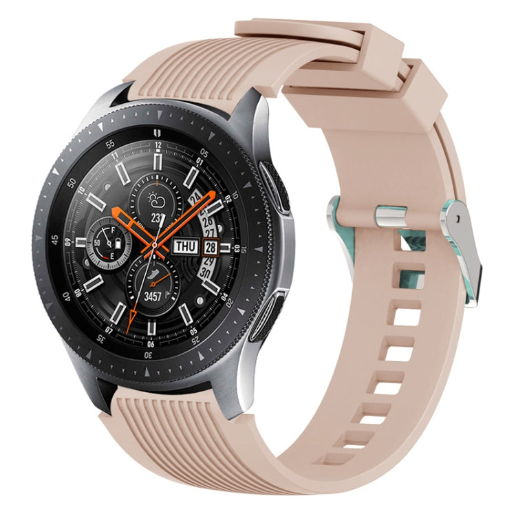 Khaki beige vertical grain silicone watch band for Galaxy Watch 46mm, ribbed links