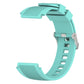 Mint green vertical grain silicone watch band, side view with buckle and strap holes
