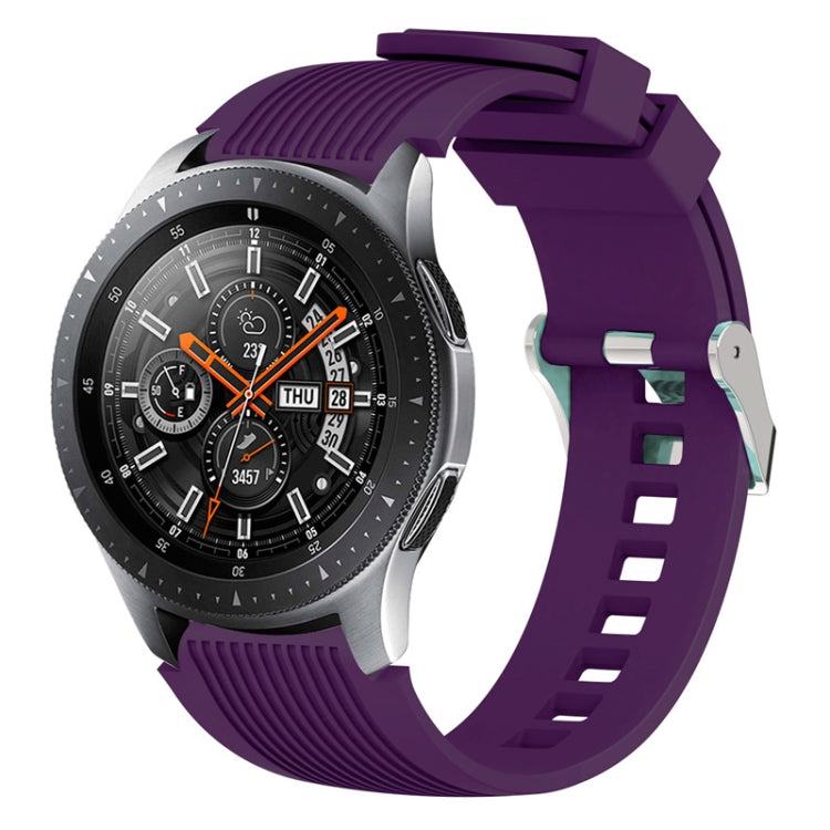 Purple silicone watch band with vertical ridges and clasp for Galaxy Watch 46mm