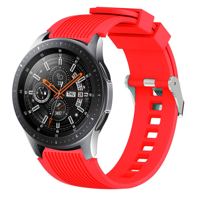 Red silicone watch band with vertical ridges and clasp for Galaxy Watch 46mm