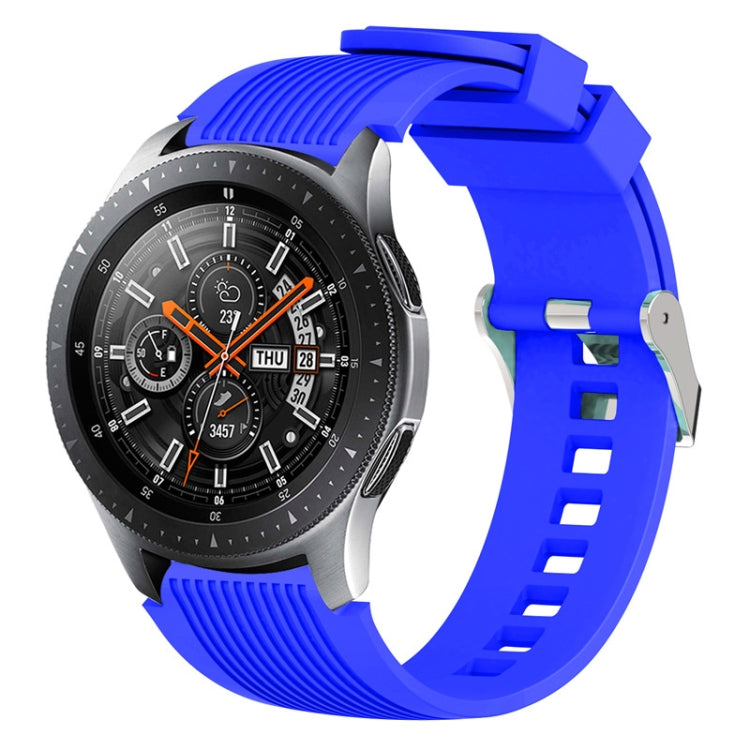 Blue silicone watch band with vertical ridges and clasp for Galaxy Watch 46mm