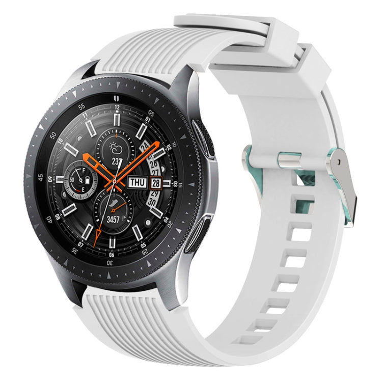 White silicone watch band with vertical ridges and clasp for Galaxy Watch 46mm