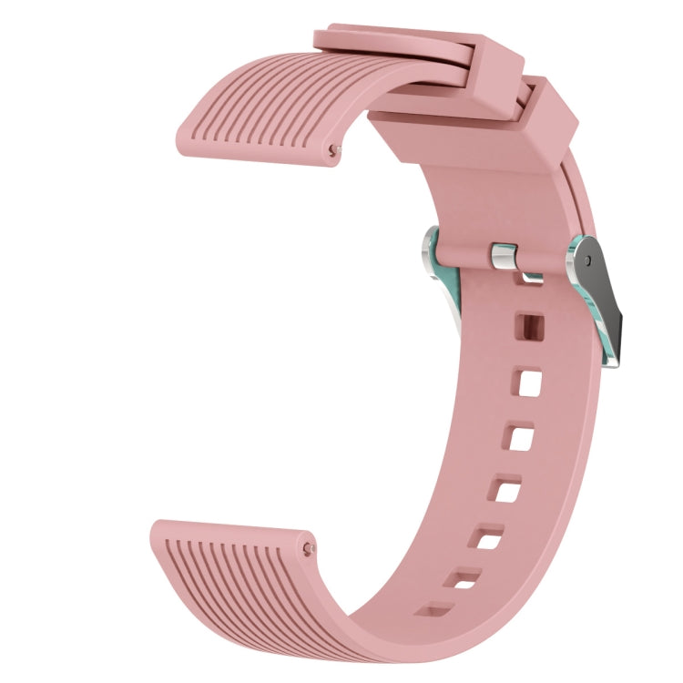 Pink vertical grain watch band with clasp and perforated buckle strap