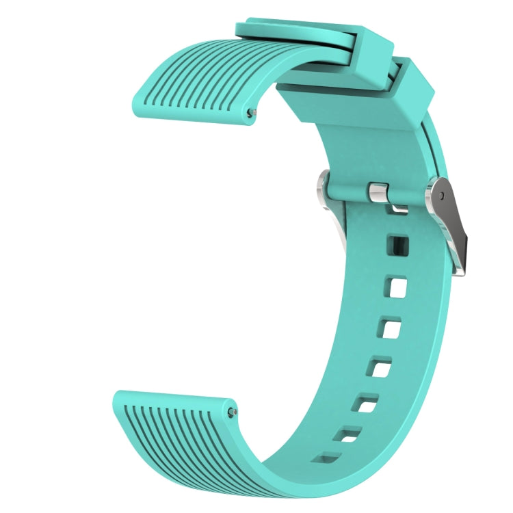 Vertical grain watch band in mint green, side view with perforated strap